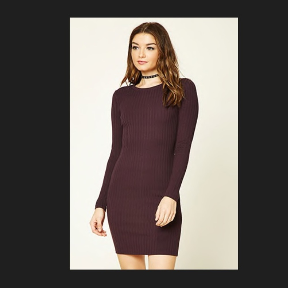 Forever 21 Ribbed Purple Bodycon Dress (S)
